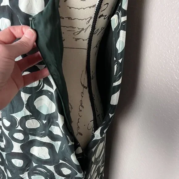 New York & Company Sz 6 100% Silk Mini Shift Cocktail Dress Formal Hunter Green - Picture 5 of 11